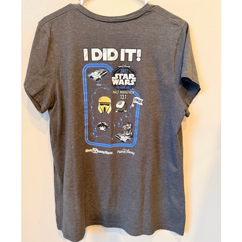 runDisney Star Wars Dark Side 2017 Challenge 19.3 Finisher Shirt Gray Women’s XL - Picture 2 of 5